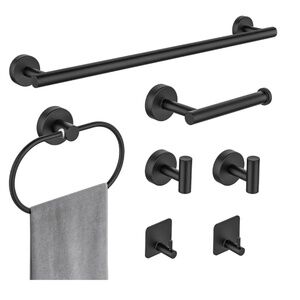7 Pieces Bathroom Accessories Black